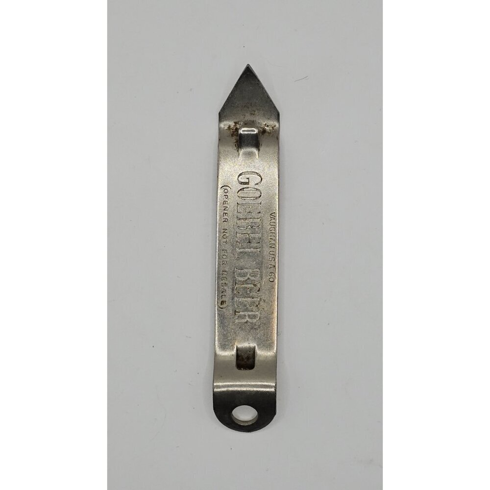 Vintage GOEBEL Beer promo can & bottle opener, made by VAUGHAN 1960 Church Key